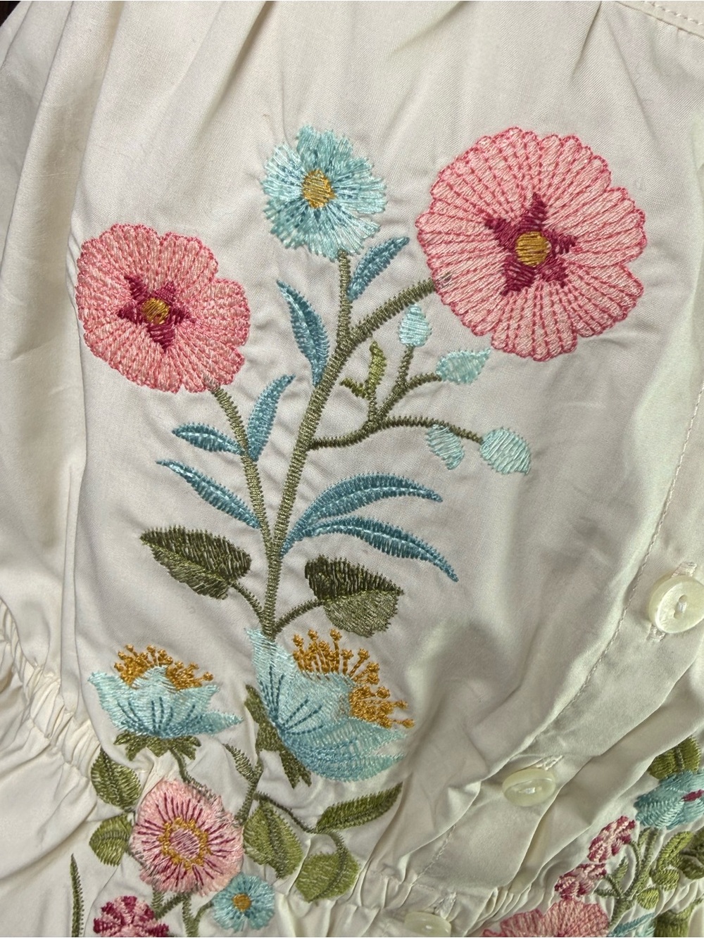 Spartina 449 Women’s Floral Embroidered Peplum Ivory Tank Button Front Blouse XL - Picture 6 of 12